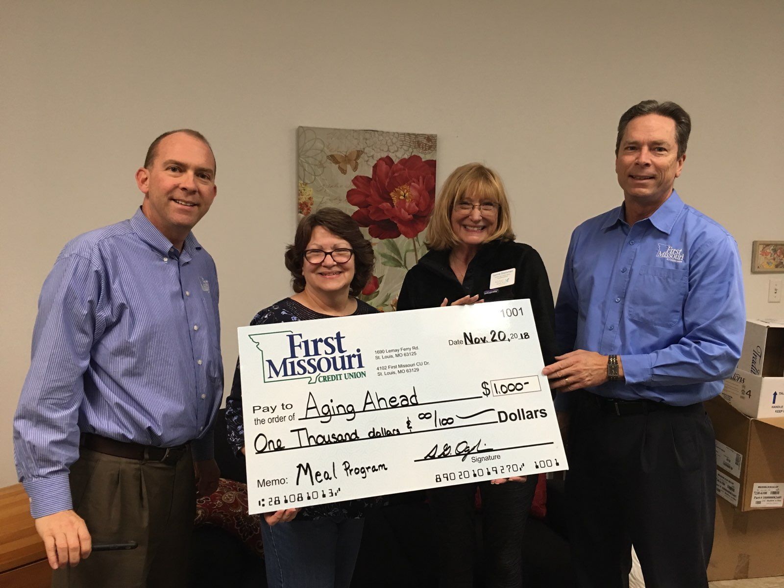 Aging Ahead received $1,000 for its Meals On Wheels program – enough to provide 100 meals!