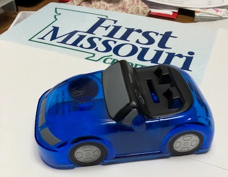 First Missouri Credit Union • Blue car piggy bank