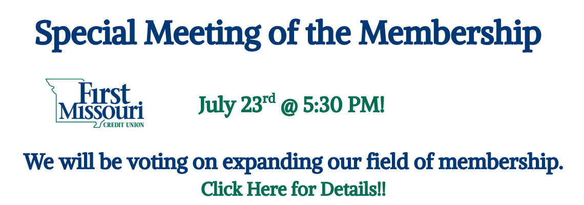 Special Meeting of the Membership - July 23rd