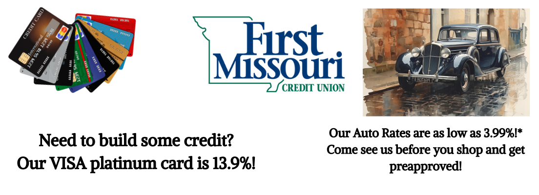 Our Visa Platinum Card is 13.9% and our Auto rates are as low as 4.49%